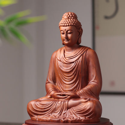 Hand Carved Shakyamuni Buddha Statue, Dhyana Mudra Gesture
