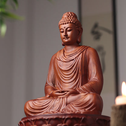 Hand Carved Shakyamuni Buddha Statue, Dhyana Mudra Gesture