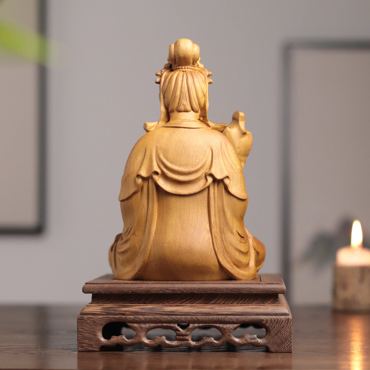 Hand Carved Cypress Mahasthamaprapta Bodhisatva Statue