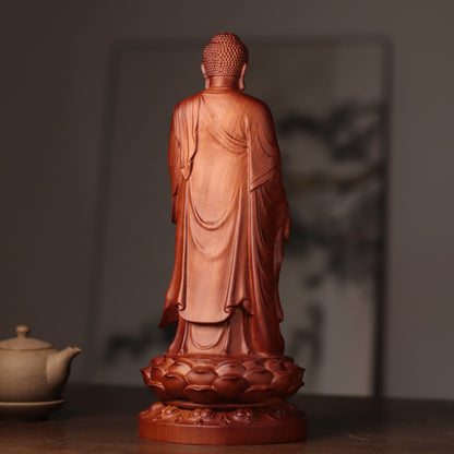 Amida Buddha Statue - Forward-Leaning Raigo, Padauk – additional view 4