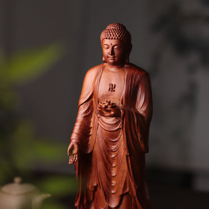 Amida Buddha Statue - Forward-Leaning Raigo, Padauk – additional view 5