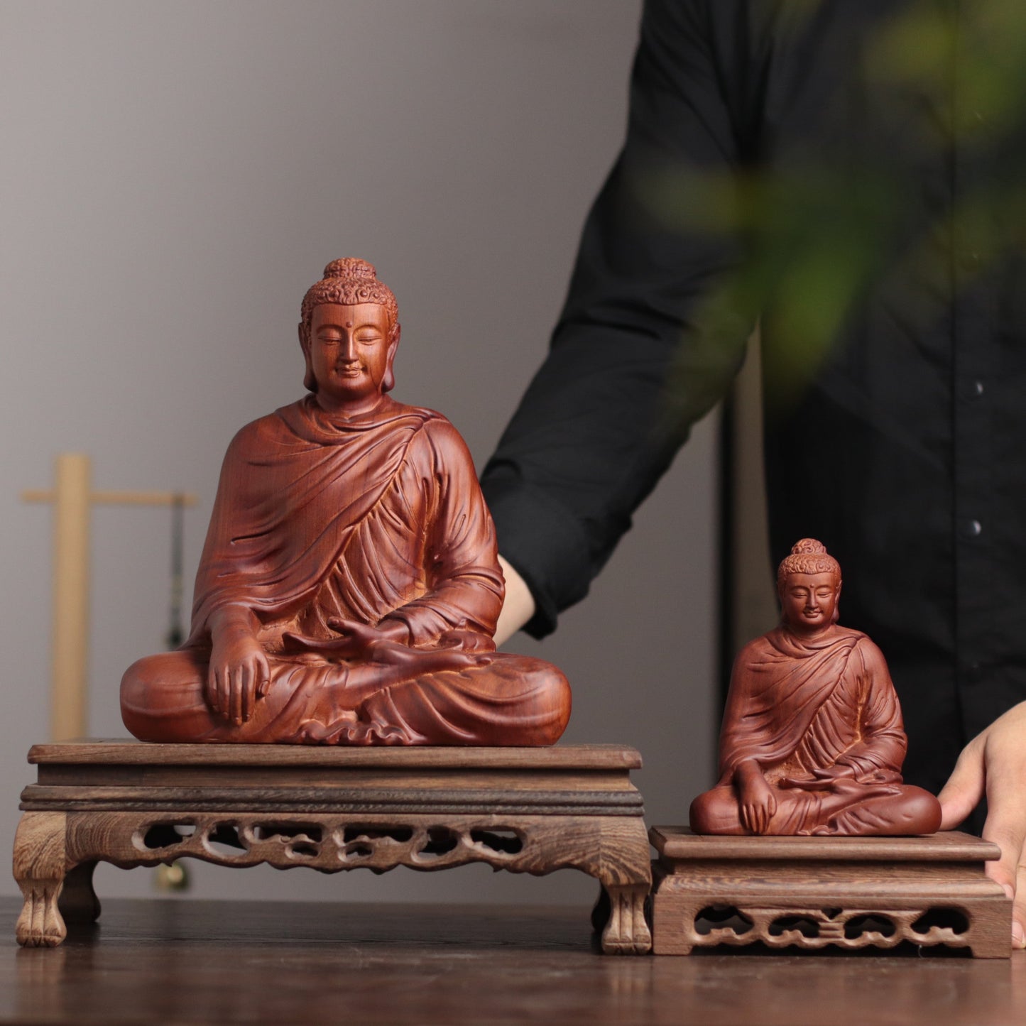 Hand Carved Shakyamuni Buddha Statue - Earth Touching Bhumisparsha Mudra