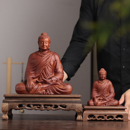 Hand Carved Shakyamuni Buddha Statue - Earth Touching Bhumisparsha Mudra
