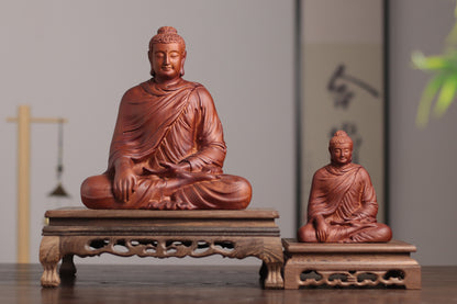 Hand Carved Shakyamuni Buddha Statue - Earth Touching Bhumisparsha Mudra