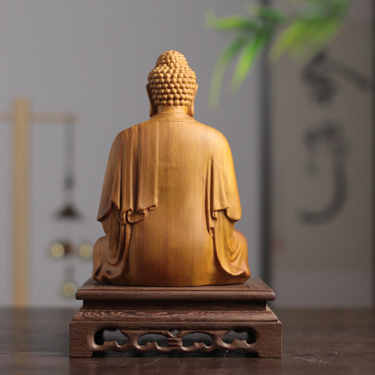 Cypress Wood Amitabha Buddha Statue