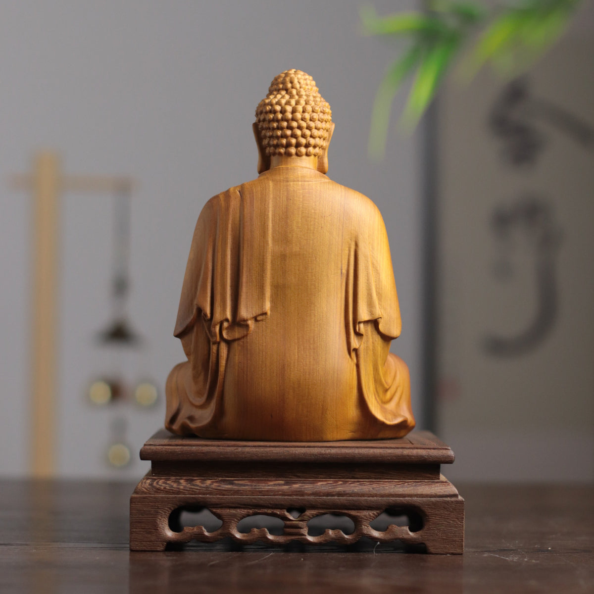 Cypress Wood Amitabha Buddha Statue
