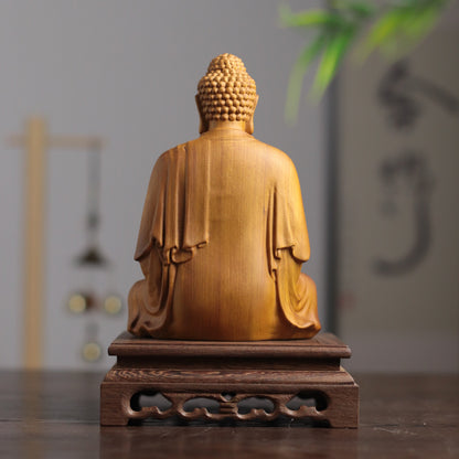 Cypress Wood Amitabha Buddha Statue