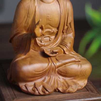 Cypress Wood Amitabha Buddha Statue