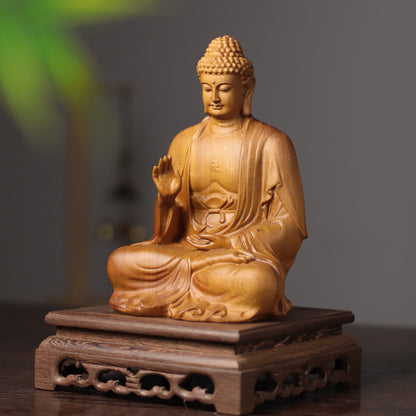 Cypress Wood Amitabha Buddha Statue