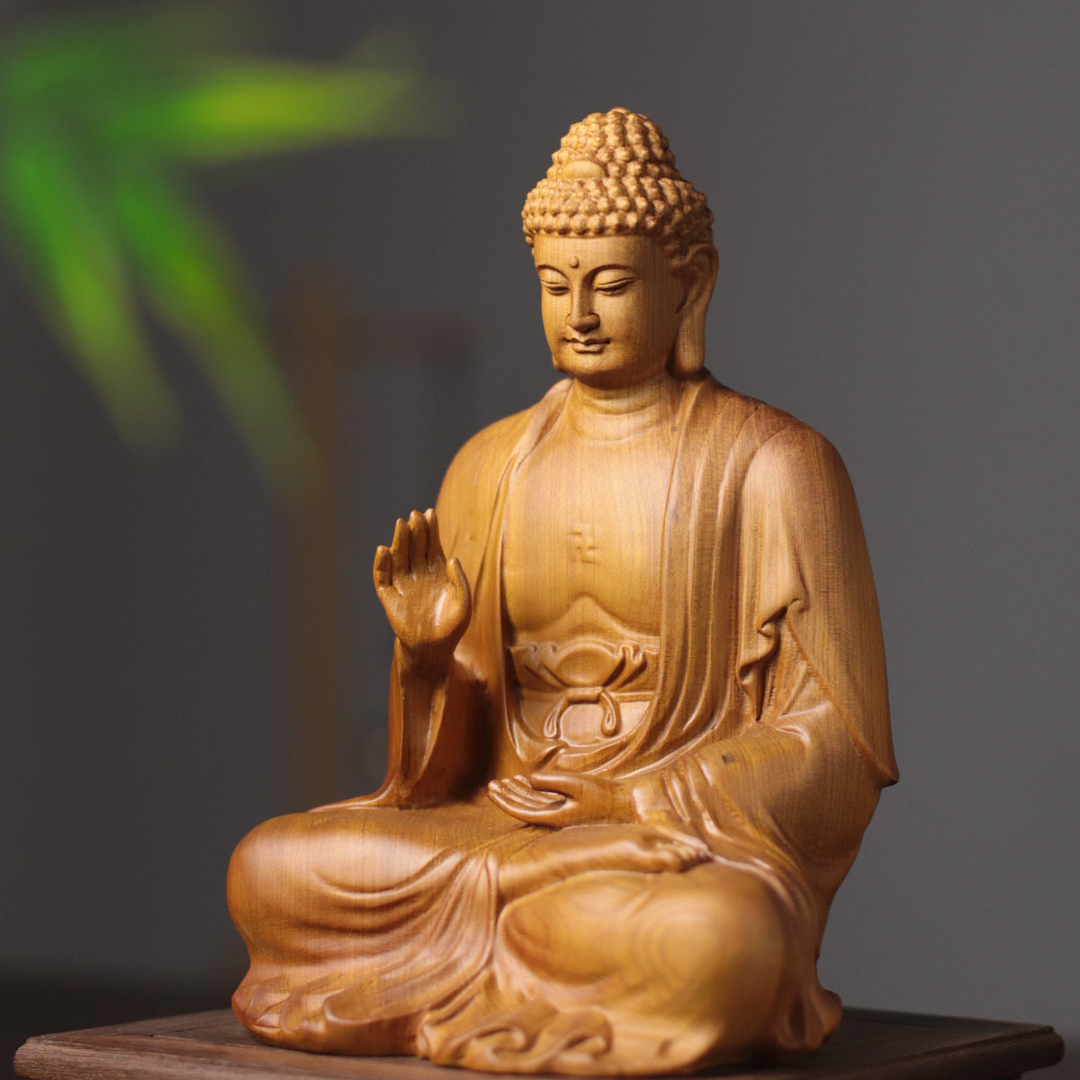 Cypress Wood Amitabha Buddha Statue