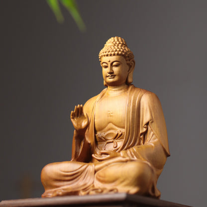 Cypress Wood Amitabha Buddha Statue