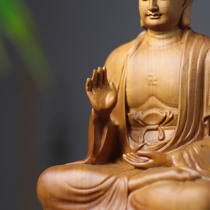 Cypress Wood Amitabha Buddha Statue