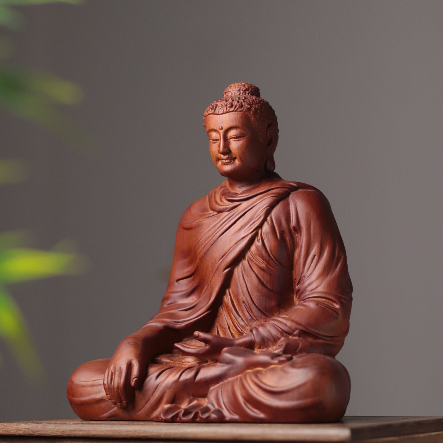 Hand Carved Shakyamuni Buddha Statue - Earth Touching Bhumisparsha Mudra