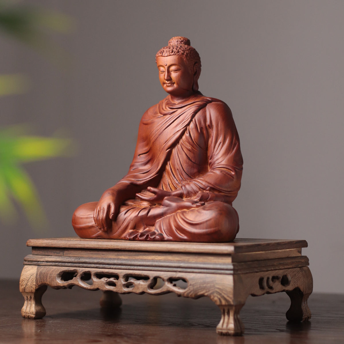 Hand Carved Shakyamuni Buddha Statue - Earth Touching Bhumisparsha Mudra