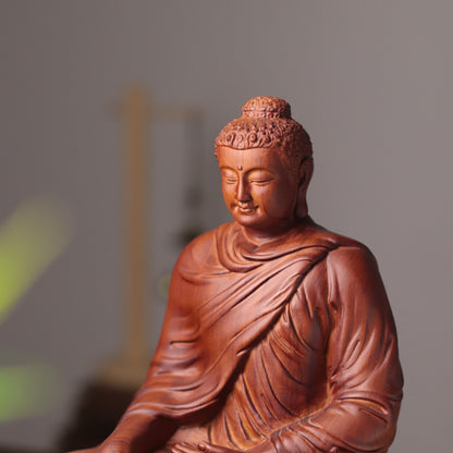 Hand Carved Shakyamuni Buddha Statue - Earth Touching Bhumisparsha Mudra