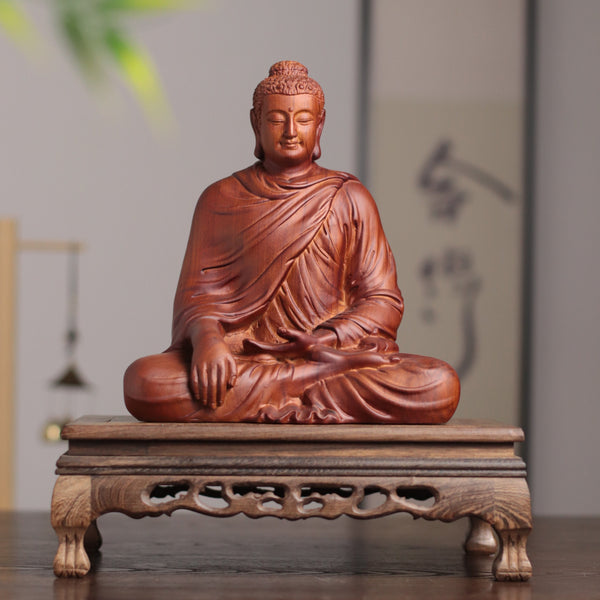 Hand Carved Shakyamuni Buddha Statue - Earth Touching Bhumisparsha Mudra