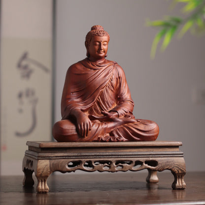 Hand Carved Shakyamuni Buddha Statue - Earth Touching Bhumisparsha Mudra