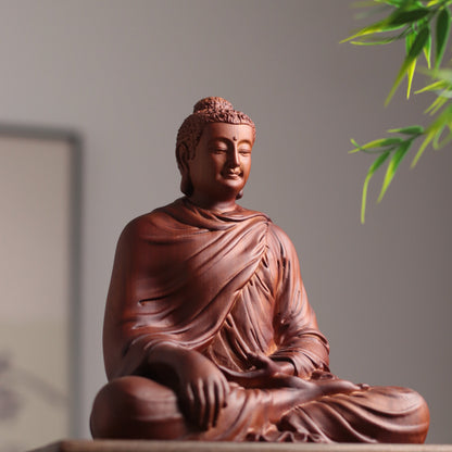 Hand Carved Shakyamuni Buddha Statue - Earth Touching Bhumisparsha Mudra