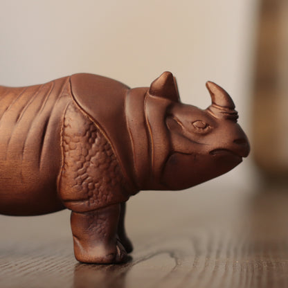 Wooden Rhino Sculpture – One-Horned, Hand-Carved Wildlife