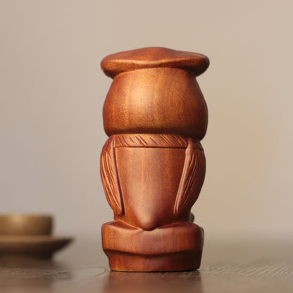 Wooden Owl Sculpture – Whimsical Hand-Carved Folk Art
