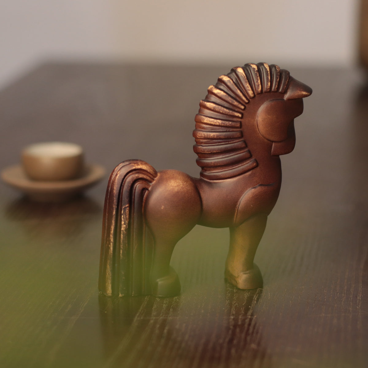 Wooden Horse Sculpture – Nordic Folk Art, Hand-Carved