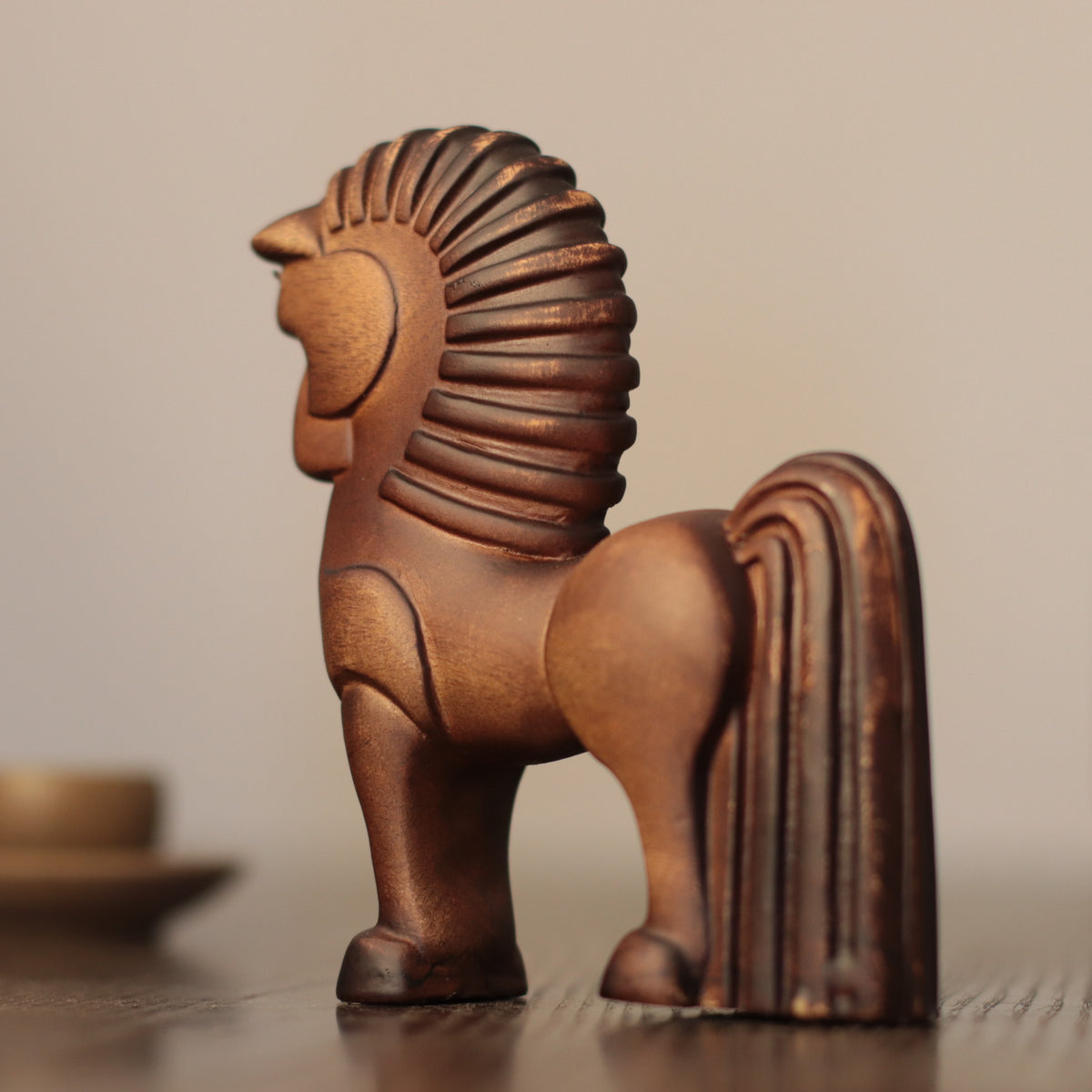 Wooden Horse Sculpture – Nordic Folk Art, Hand-Carved