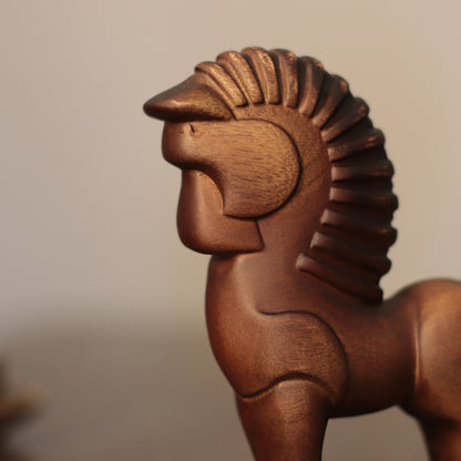 Wooden Horse Sculpture – Nordic Folk Art, Hand-Carved