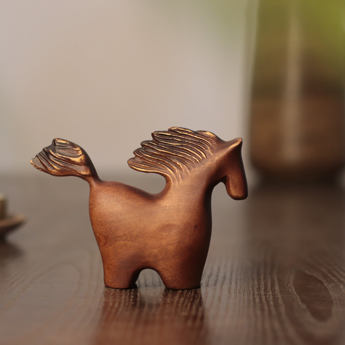 Wooden Horse Sculpture – Windswept Mane Folk Art