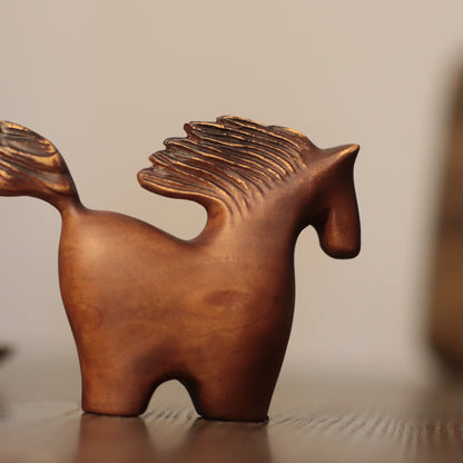 Wooden Horse Sculpture – Windswept Mane Folk Art