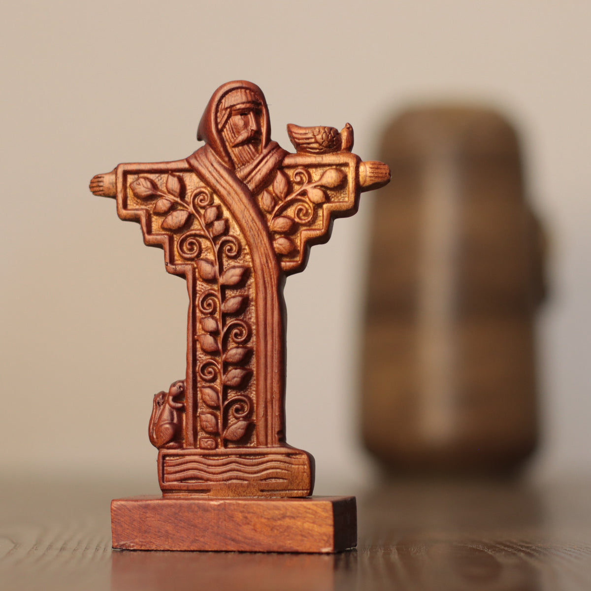 Saint Francis of Assisi Figurine – Carved Wood Folk Art