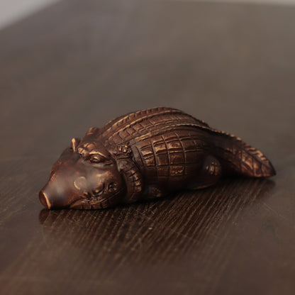 Wooden Crocodile Sculpture – Rustic Hand-Carved Wildlife