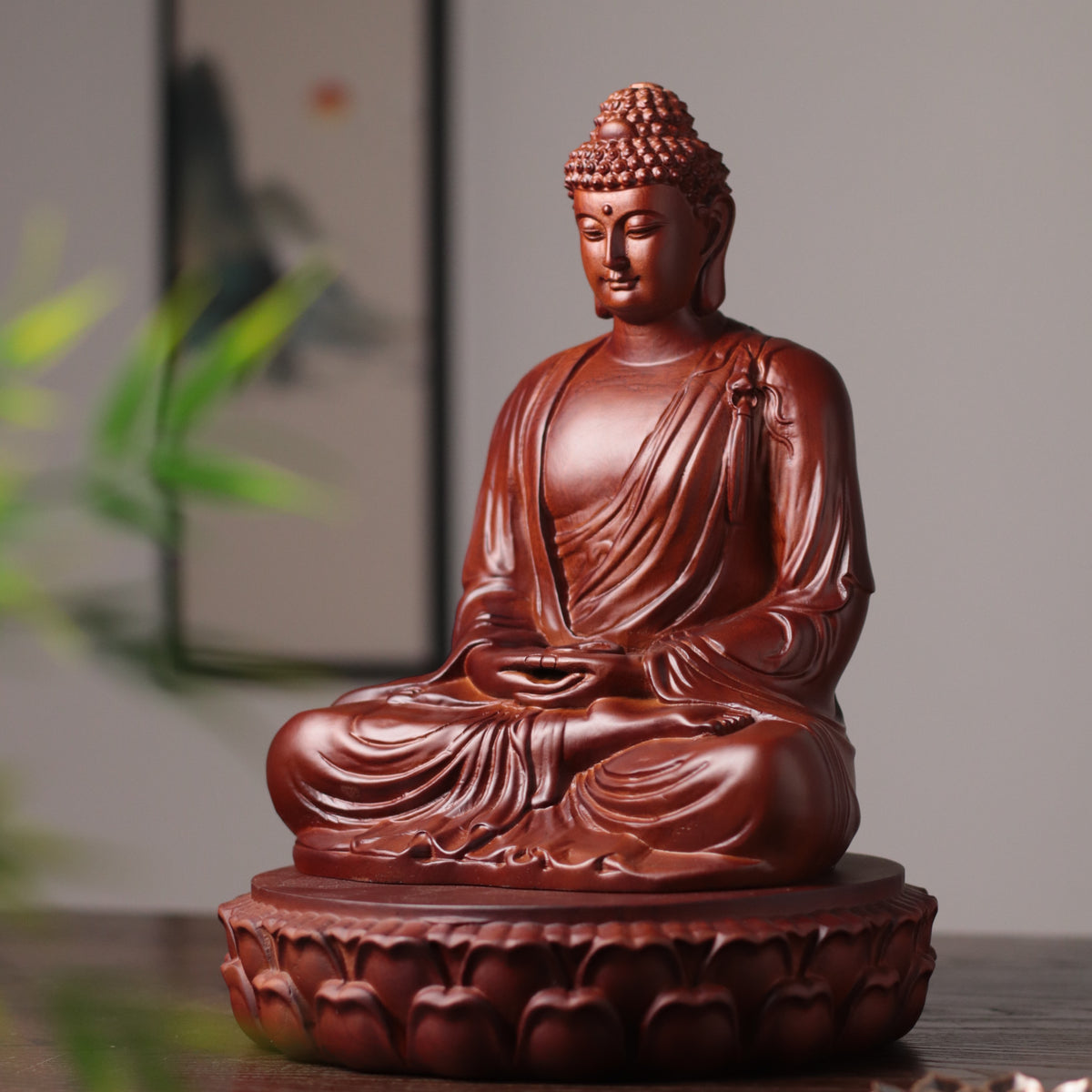 Shakyamuni Buddha Statue, Hand Carved Solid Wood – additional view 2