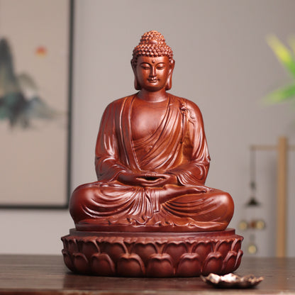 Shakyamuni Buddha Statue, Hand Carved Solid Wood