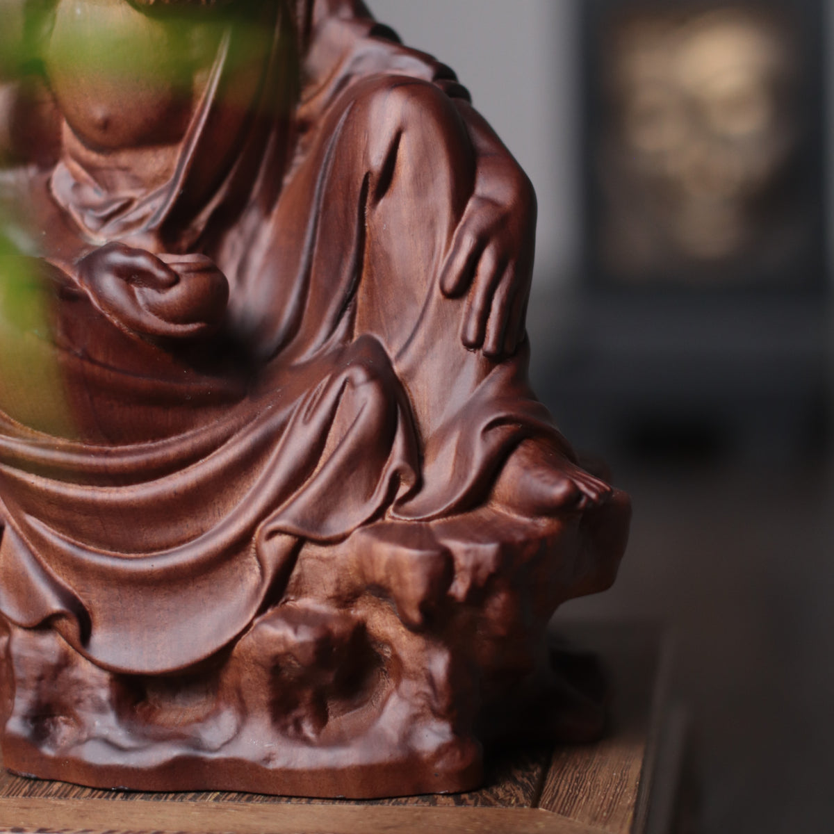 Seated Bodhidharma Statue - Padauk, Feng Shui – additional view 4
