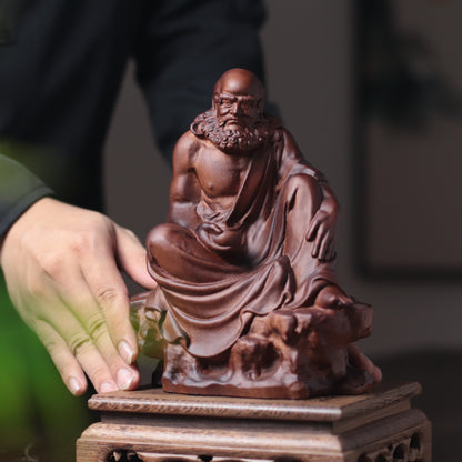 Seated Bodhidharma Statue - Padauk, Feng Shui – additional view 2