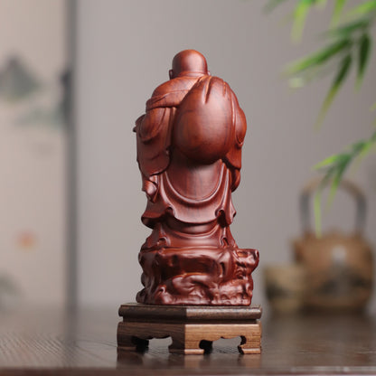 Maitreya Buddha Statue - Padauk, Standing Money Bag – additional view 2