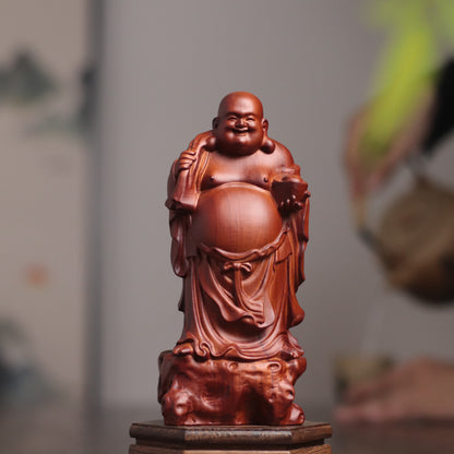 Maitreya Buddha Statue - Padauk, Standing Money Bag – additional view 5
