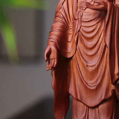 Amida Buddha Statue - Padauk Wood, Standing Lotus – additional view 4