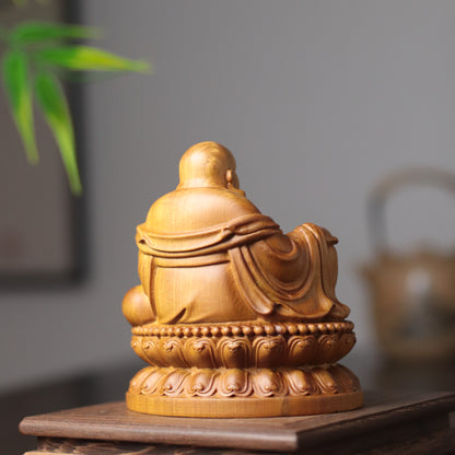 Maitreya Buddha Statue - Cypress Wood, Luck Symbol – additional view 3
