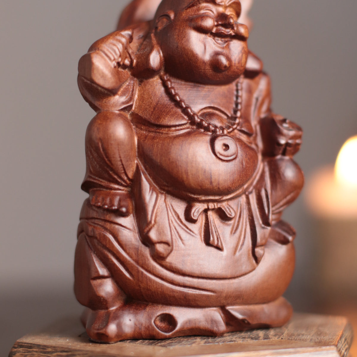 Maitreya Buddha Statue - Padauk Wood, Wealth Symbol – additional view 3