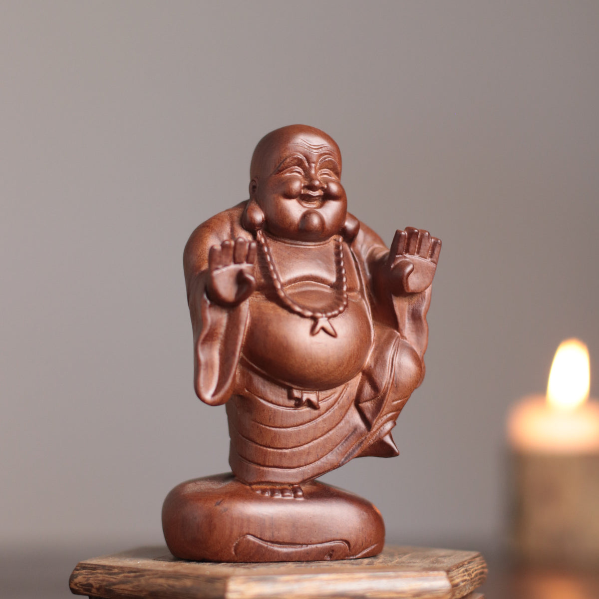 Maitreya Buddha Statue - Padauk Wood, Standing Ornament – additional view 2