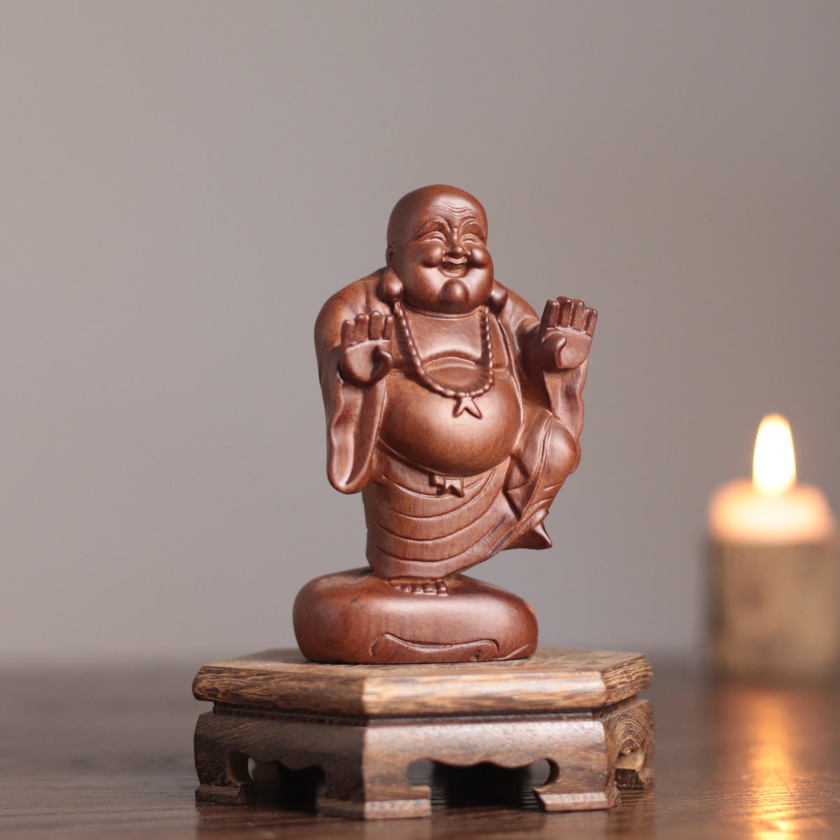 Maitreya Buddha Statue - Padauk Wood, Standing Ornament – additional view 3