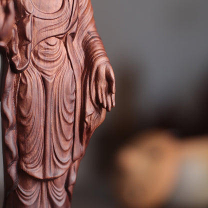 Amitabha Buddha Statue - Padauk Wood, Raigo Mudra – additional view 7