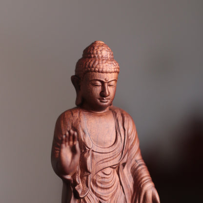 Amitabha Buddha Statue - Padauk Wood, Raigo Mudra – additional view 6