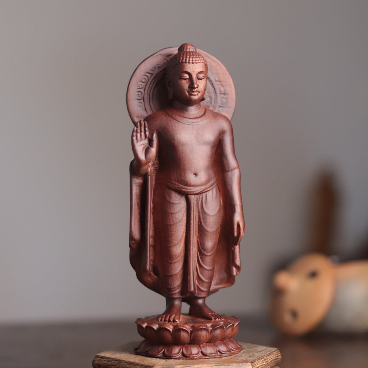 Shakyamuni Buddha Statue - Padauk Wood, Gupta Style – additional view 2