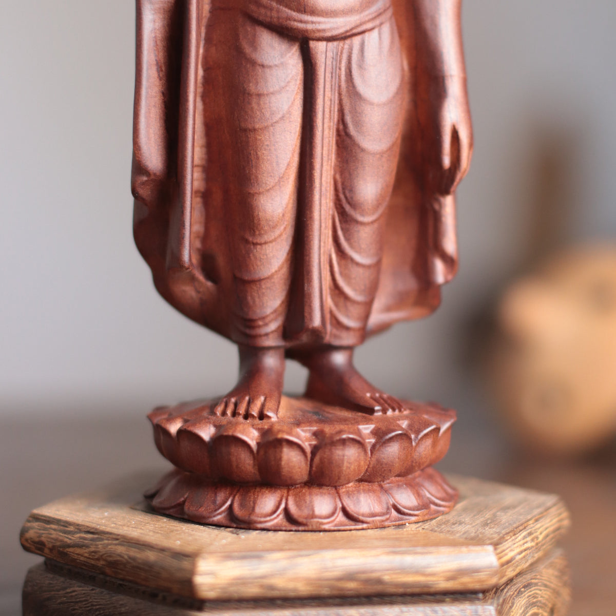 Shakyamuni Buddha Statue - Padauk Wood, Gupta Style – additional view 3