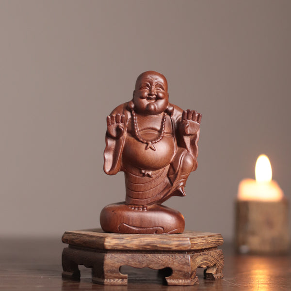 Maitreya Buddha Statue - Padauk Wood, Standing Ornament