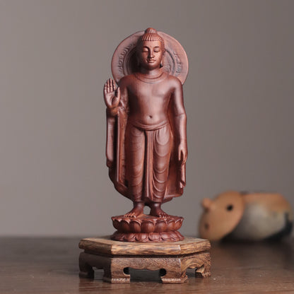 Shakyamuni Buddha Statue - Padauk Wood, Gupta Style