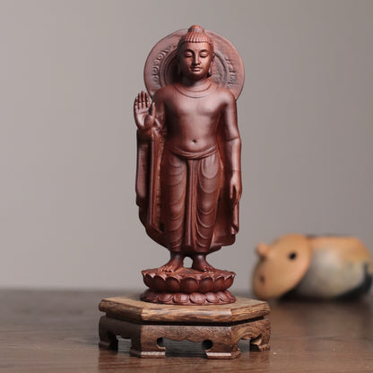 Shakyamuni Buddha Statue - Padauk Wood, Gupta Style – additional view 5
