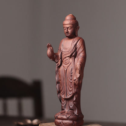Amitabha Buddha Statue - Padauk Wood, Raigo Mudra – additional view 2